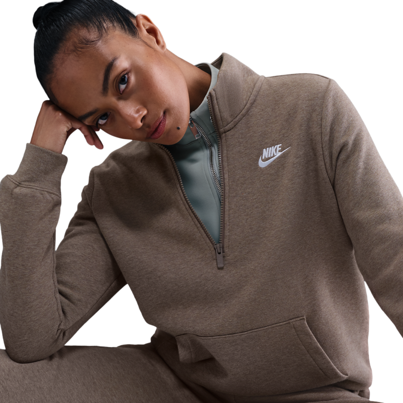Nike NSW Club Fleece Quarter Zip Image 3 of 5. Tap to open photo gallery.
