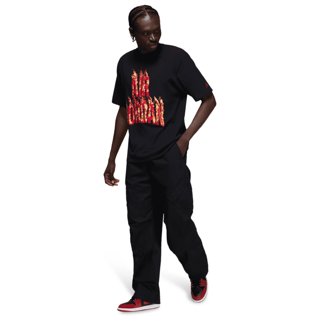 Jordan AJ 5 Fire '85 Short Sleeve Crew Image 7 of 7. Tap to open photo gallery.