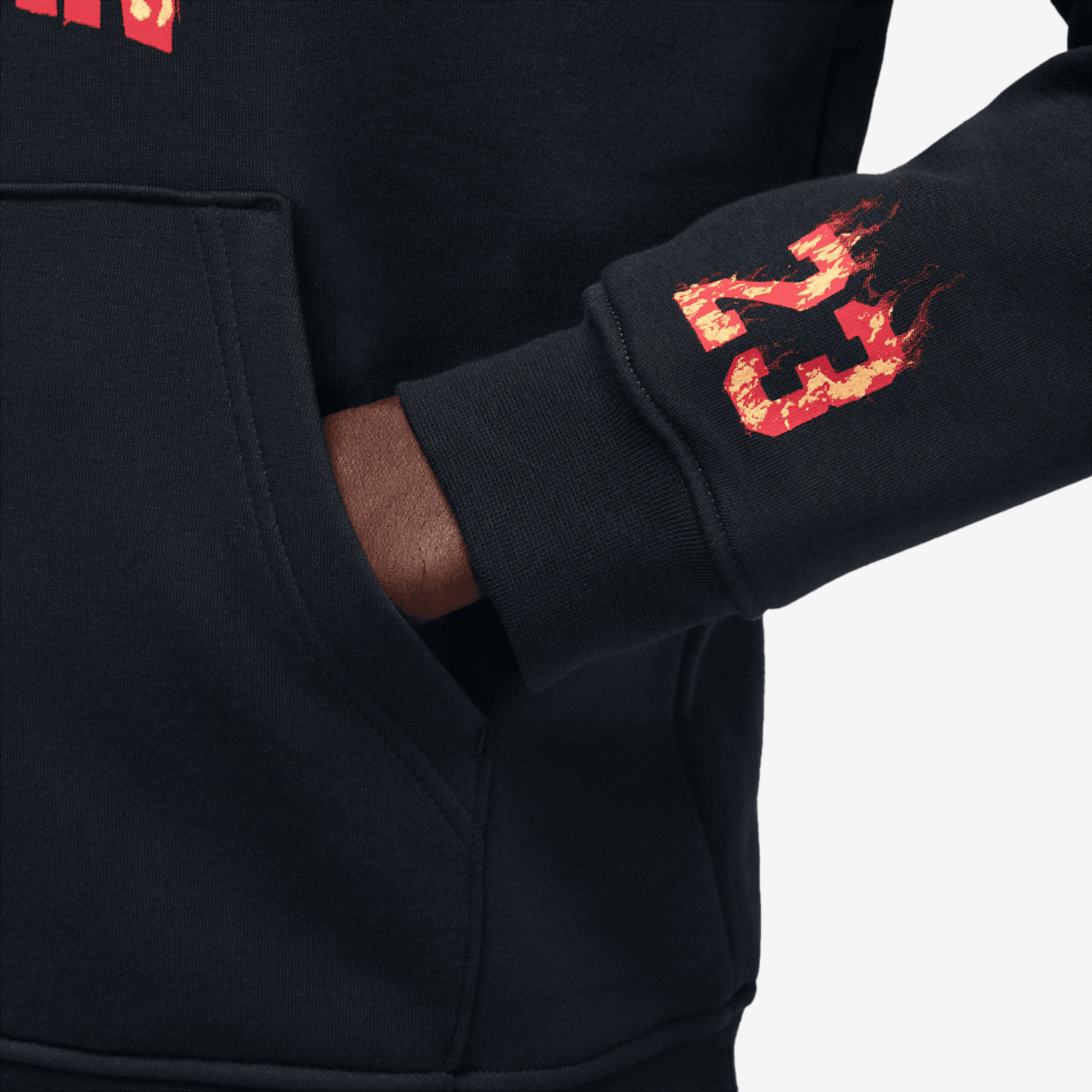 Jordan AJ 5 Fire Fleece Pullover Image 4 of 6. Tap to open photo gallery.