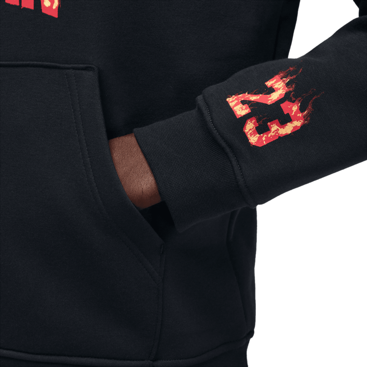 Jordan AJ 5 Fire Fleece Pullover Image 4 of 6. Tap to open photo gallery.