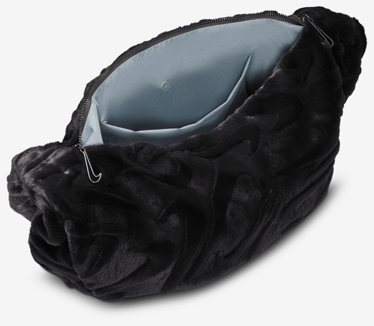 Nike NSW Faux Fur Slouchy Bag Image 3 of 5. Tap to open photo gallery.