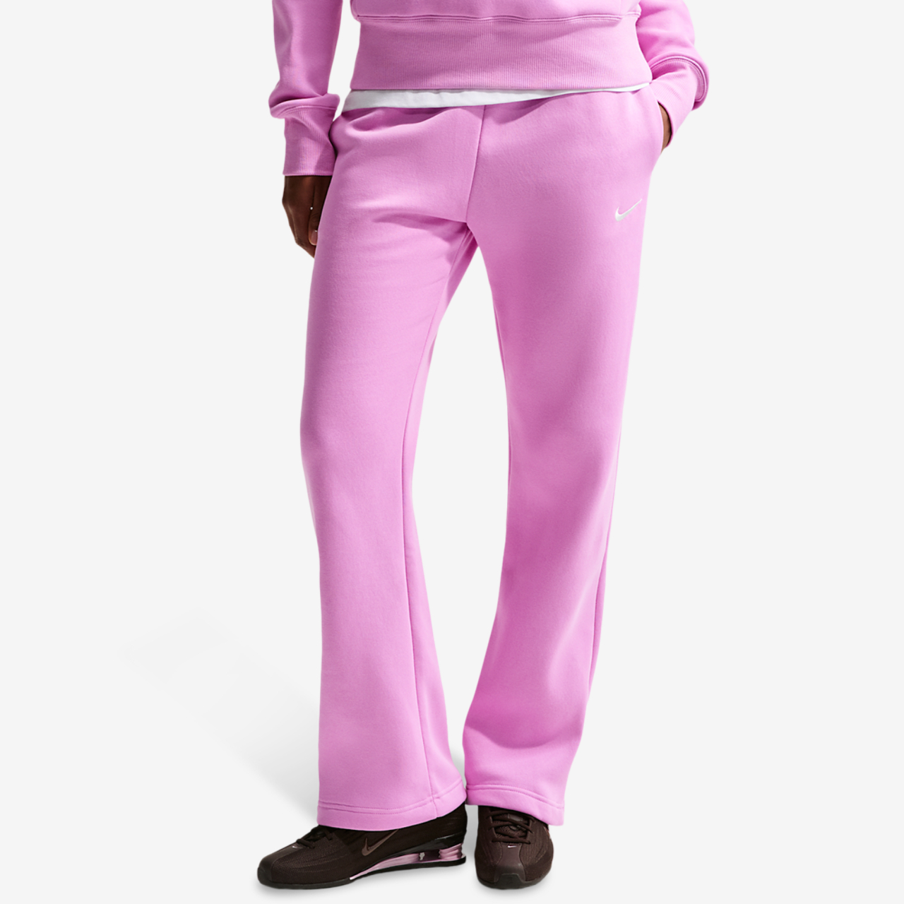 Nike NSW Phoenix Fleece Mid Rise OH Pants Image 1 of 7. Tap to open photo gallery.