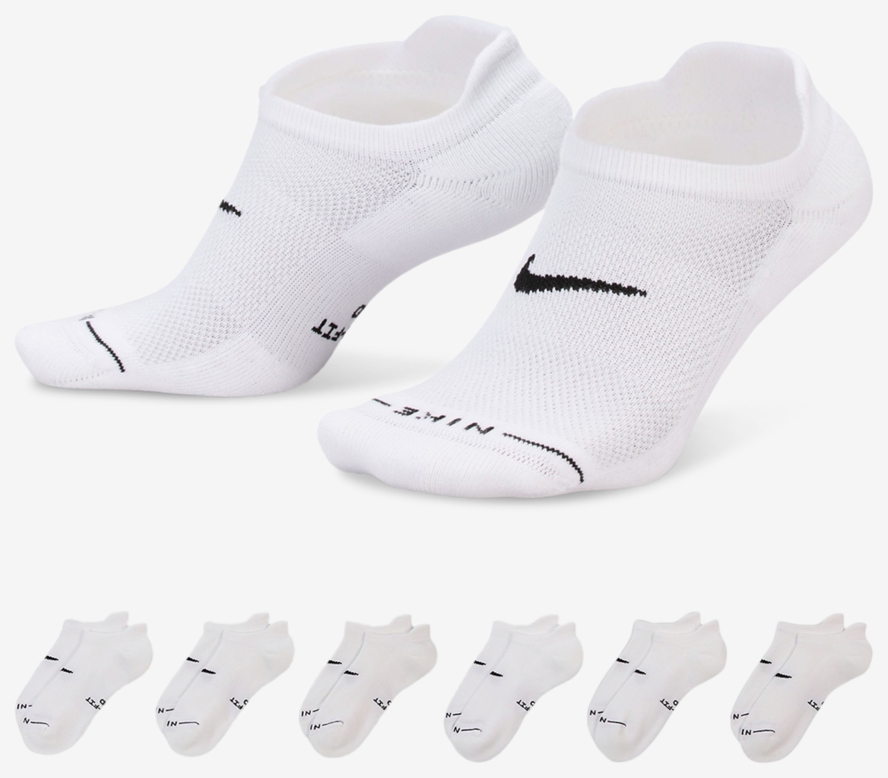 Nike Everyday Elevated No Show Socks 6 Pack Image 1 of 1. Tap to open photo gallery.