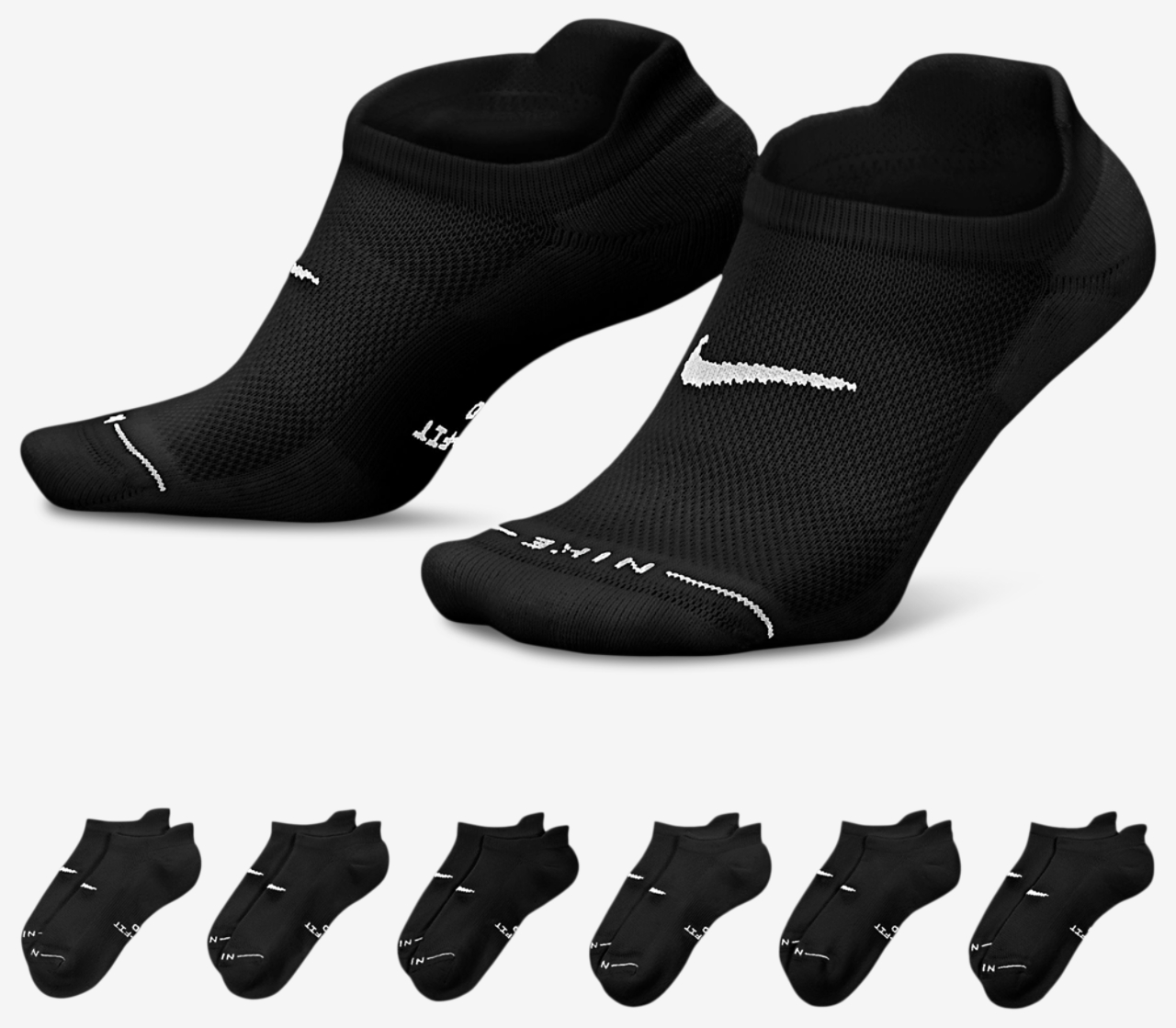 Nike Everyday Elevated No Show Socks 6 Pack Image 1 of 1. Tap to open photo gallery.