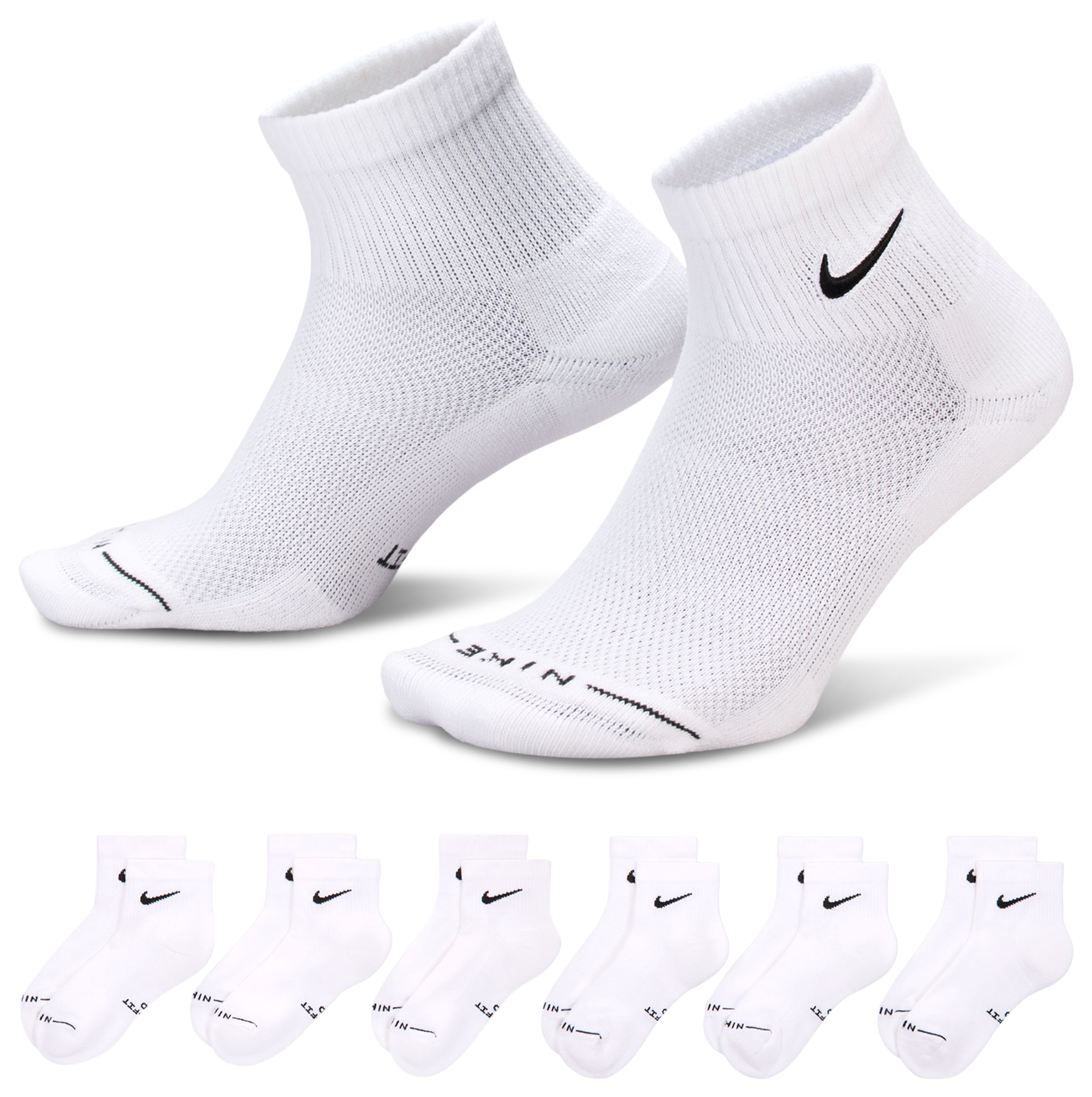 Nike Everyday Elevated Ankle Socks 6 Pack - White/Black - Image 1