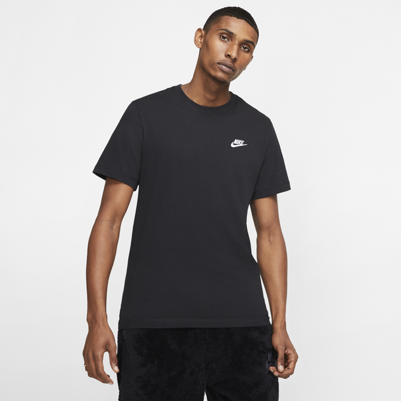 Nike NSW Club Short Sleeve T-Shirt Image 1 of 5. Tap to open photo gallery.