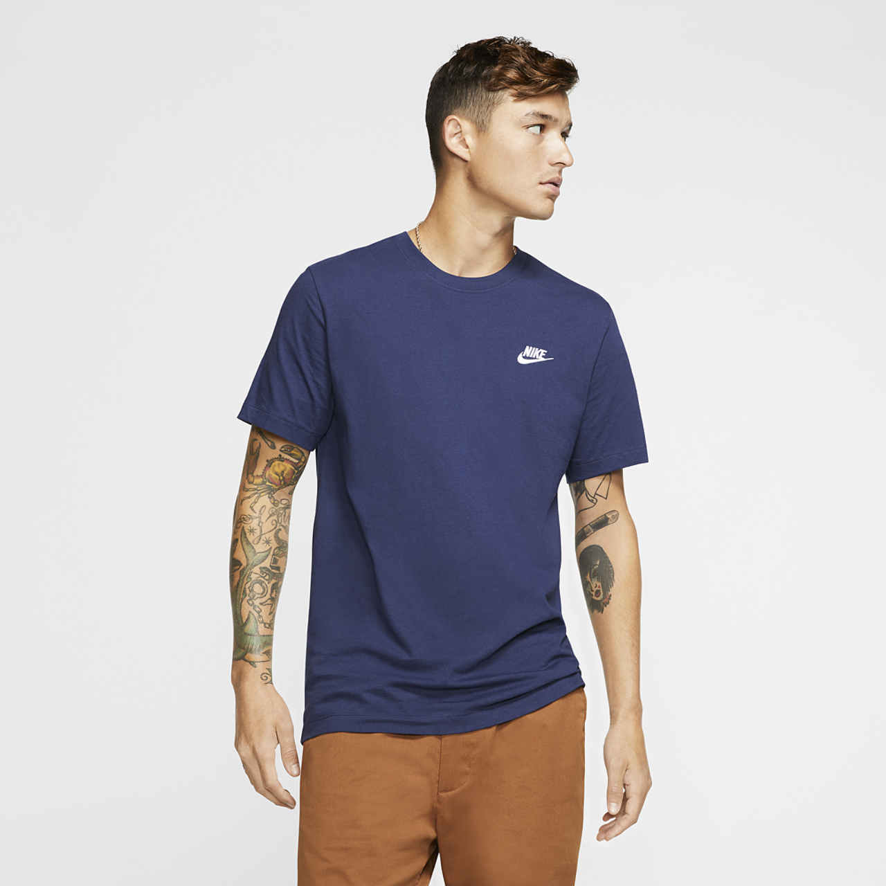 Nike NSW Club Short Sleeve T-Shirt Image 3 of 5. Tap to open photo gallery.