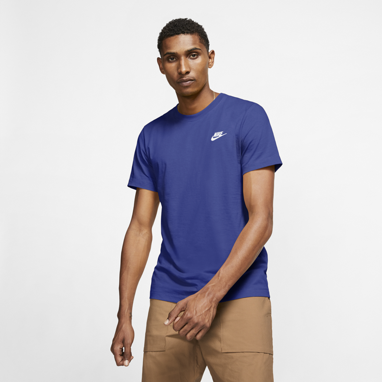 Nike NSW Club Short Sleeve T-Shirt Image 1 of 2. Tap to open photo gallery.