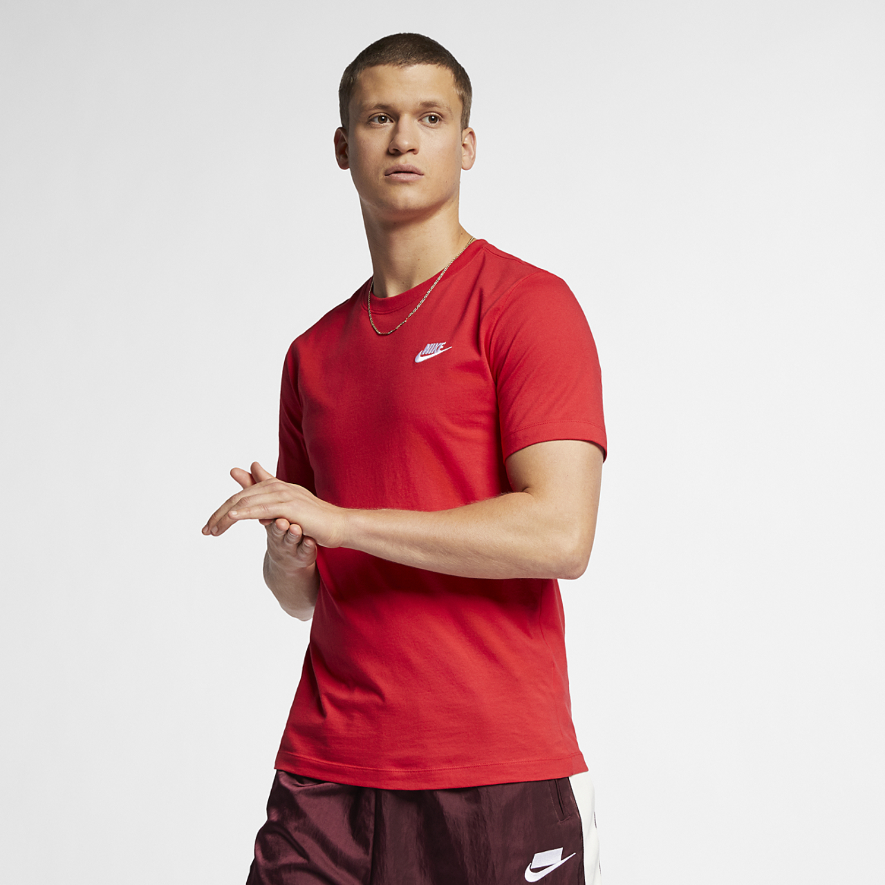 Nike NSW Club Short Sleeve T-Shirt Image 1 of 2. Tap to open photo gallery.