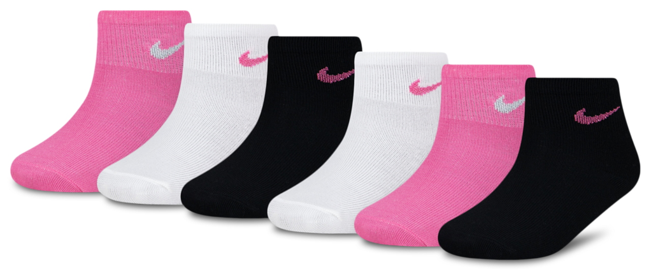 Nike 6 Pack Metallic Swoosh Quarter Socks Image 1 of 2. Tap to open photo gallery.