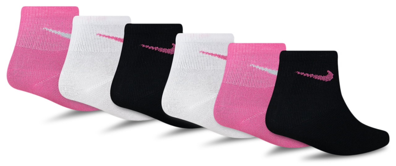 Nike 6 Pack Metallic Swoosh Quarter Socks Image 2 of 2. Tap to open photo gallery.
