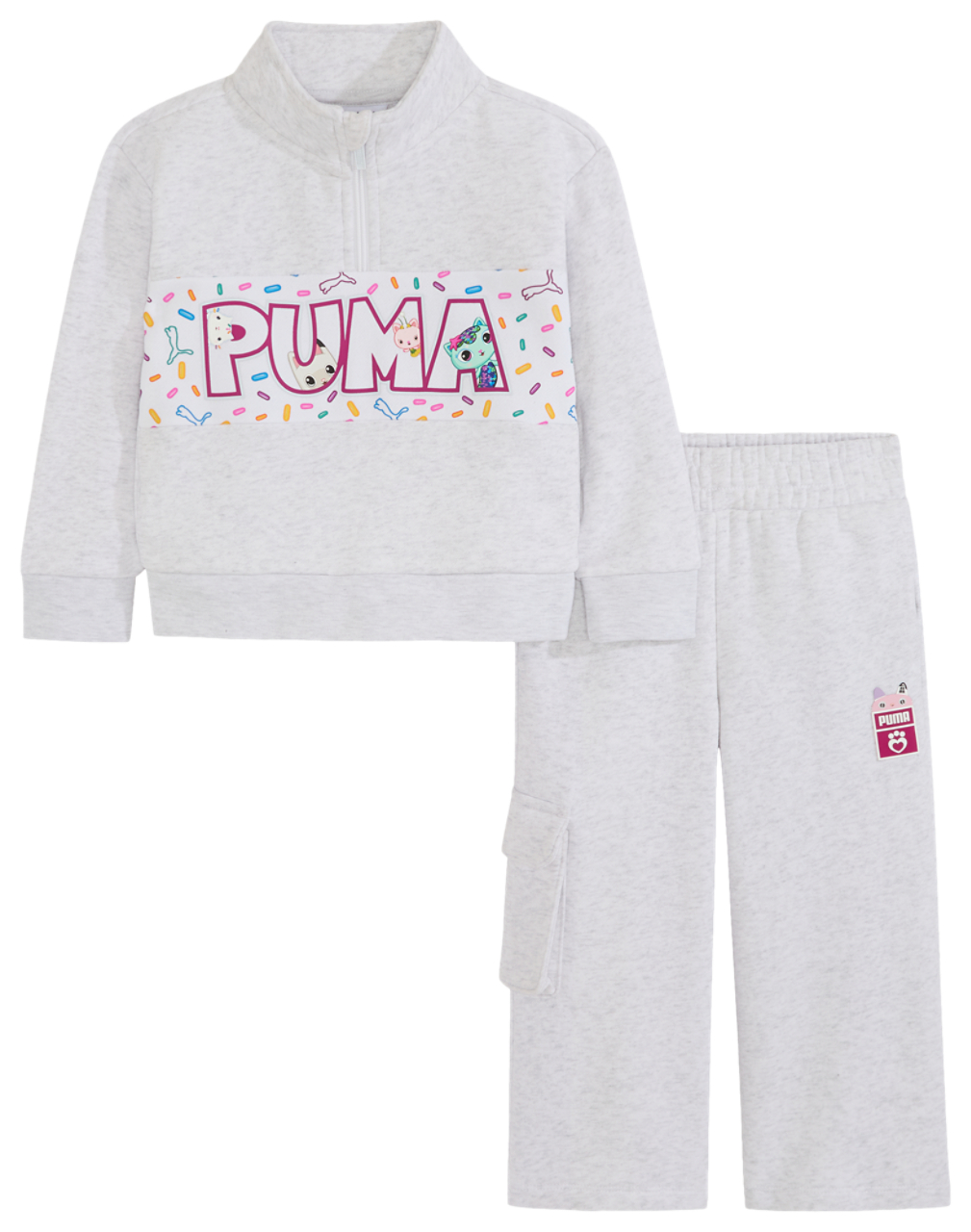 PUMA X Gabby's Dollhouse 1/4 Zip Flc Pants Set Image 1 of 4. Tap to open photo gallery.