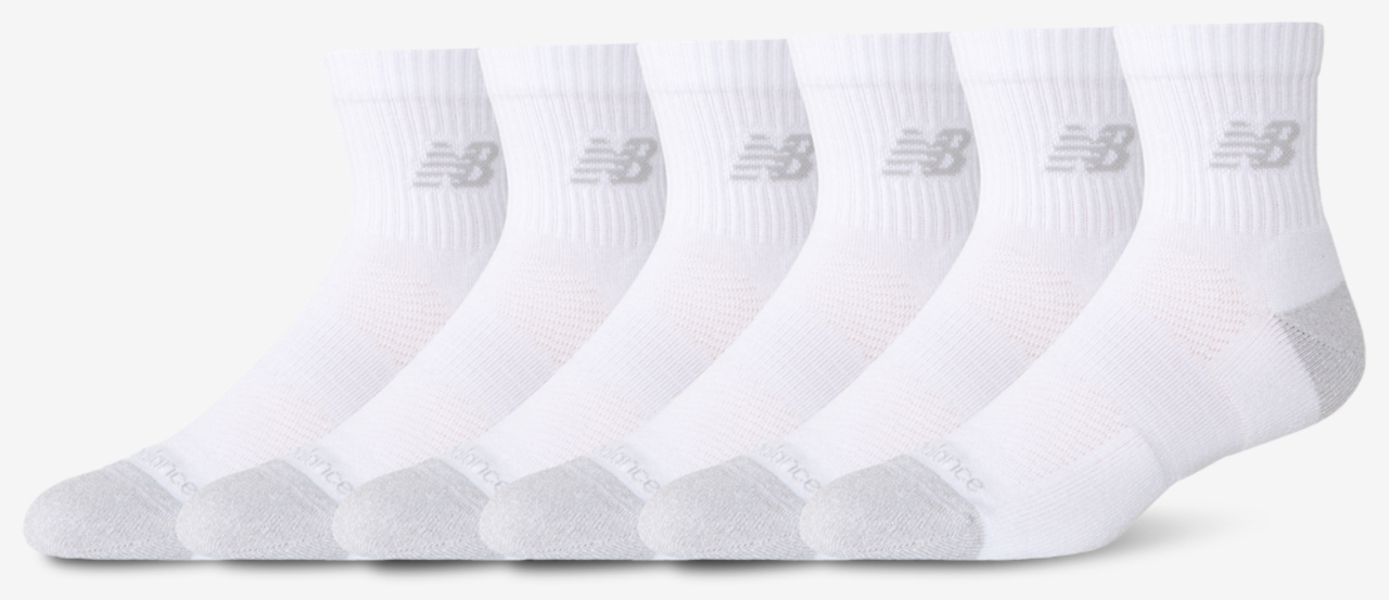 New Balance Active Cushion 6PK Quarter Sock  Image 1 of 1. Tap to open photo gallery.