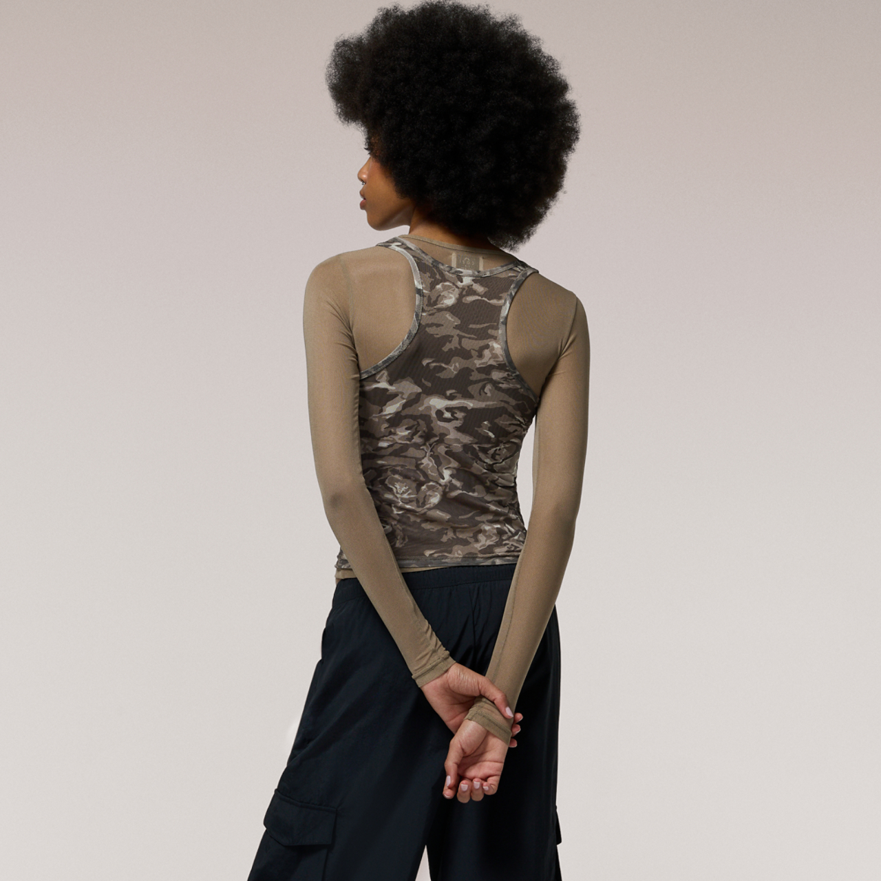 Cozi Long Sleeve Layered Mesh Top Image 2 of 7. Tap to open photo gallery.