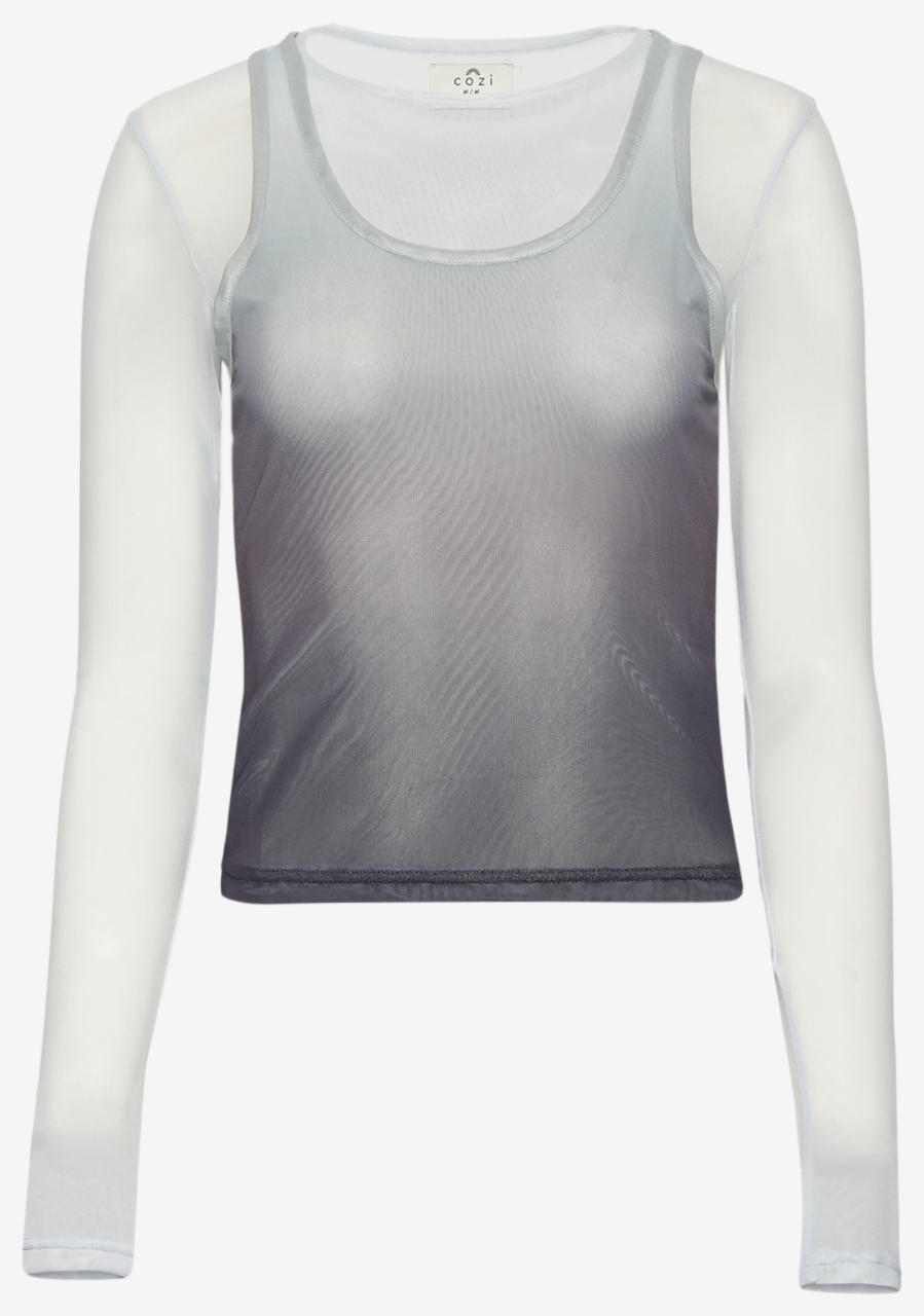 Cozi Long Sleeve Layered Mesh Top Image 6 of 7. Tap to open photo gallery.