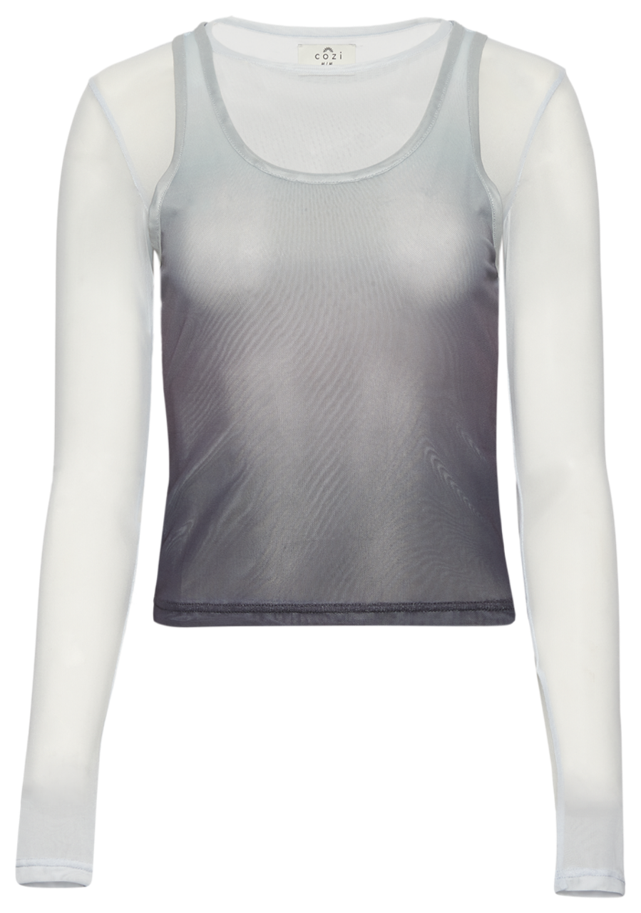 Cozi Long Sleeve Layered Mesh Top Image 6 of 7. Tap to open photo gallery.