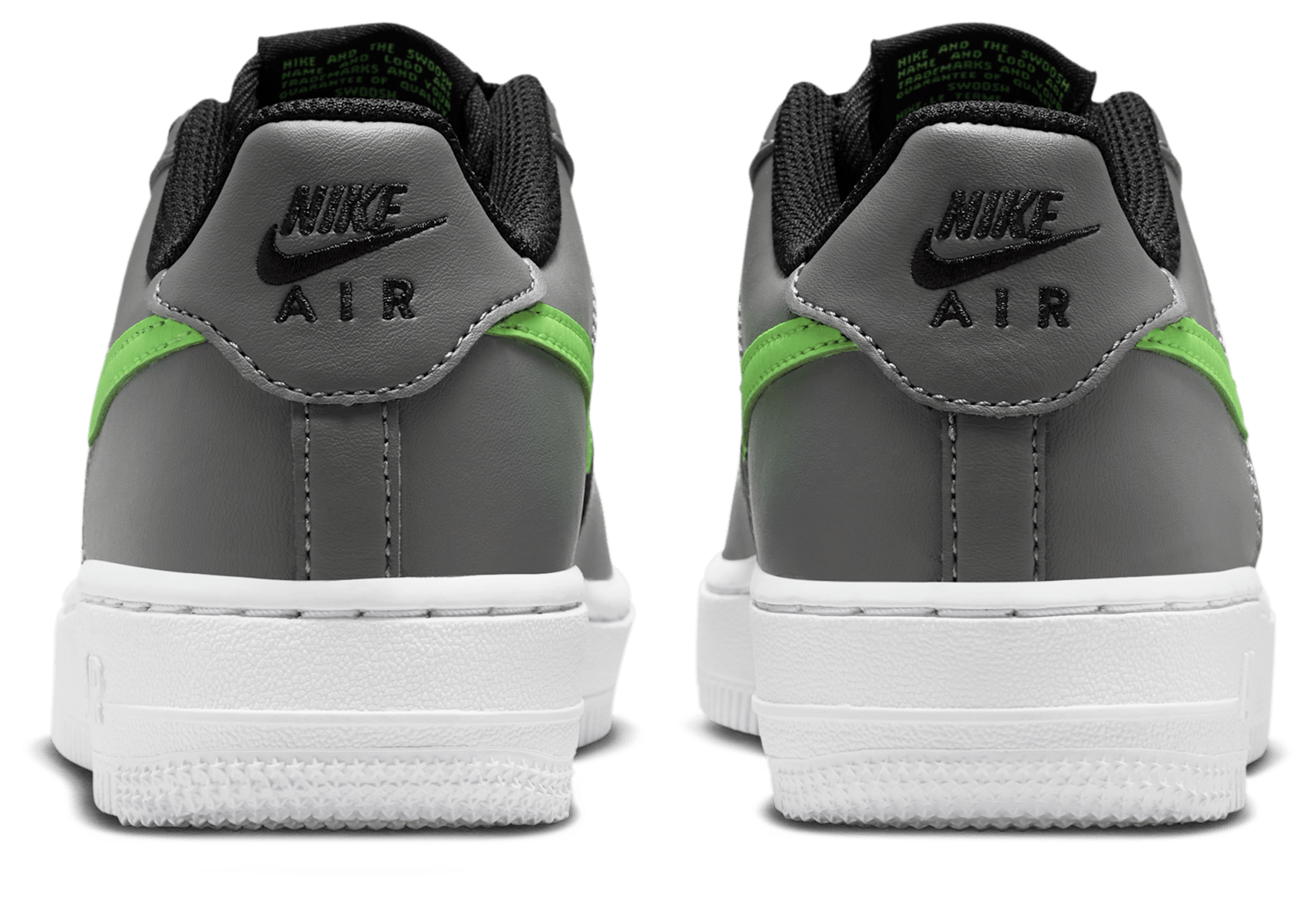 Nike Air Force 1 Low 童款 - Black/Lime Blast/Smoke Grey - Image 3