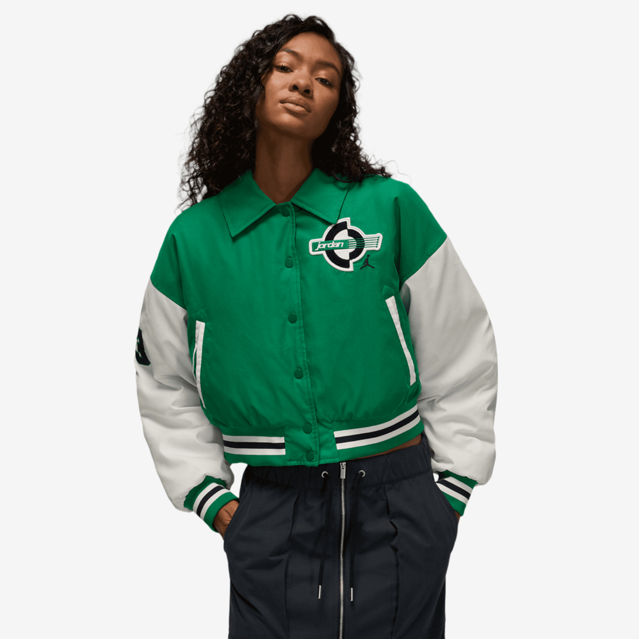 Jordan Brooklyn Varsity Filled Jacket Image 1 of 8. Tap to open photo gallery.