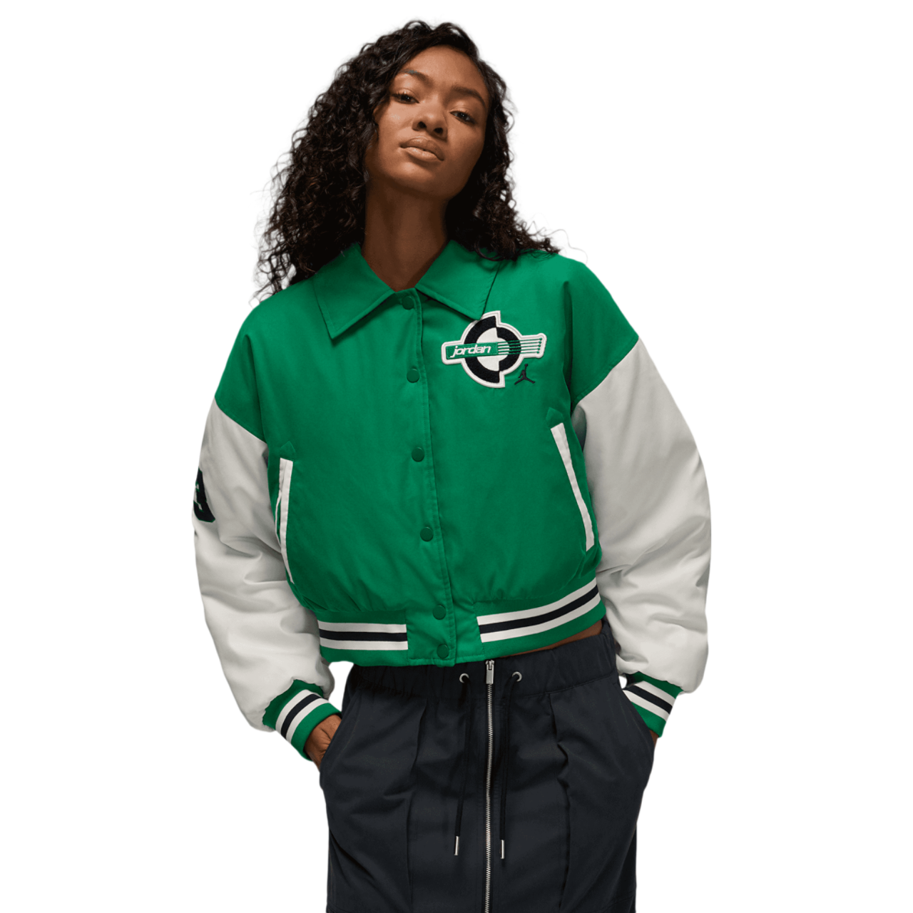 Jordan Brooklyn Varsity Filled Jacket Image 1 of 8. Tap to open photo gallery.
