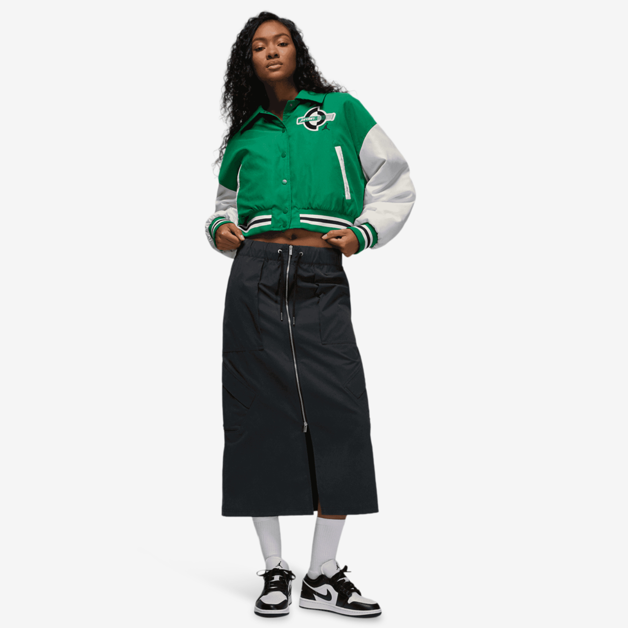 Jordan Brooklyn Varsity Filled Jacket Image 8 of 8. Tap to open photo gallery.