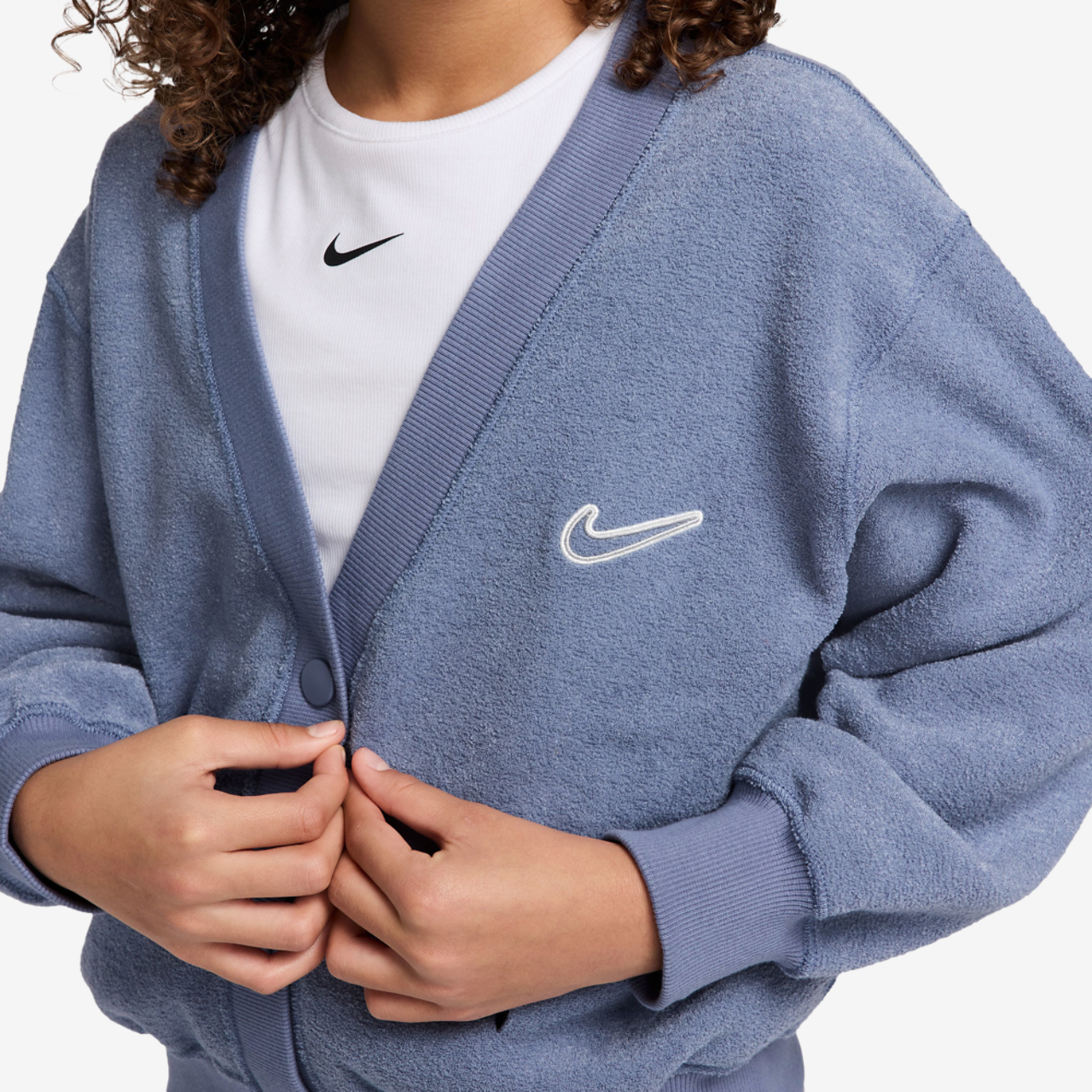 Nike NSW Fleece Long Sleeve Cozy Top Image 3 of 3. Tap to open photo gallery.
