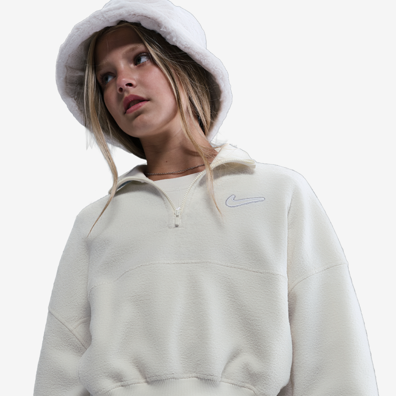 Nike NSW Fleece Long Sleeve Quarter-Zip Image 3 of 5. Tap to open photo gallery.