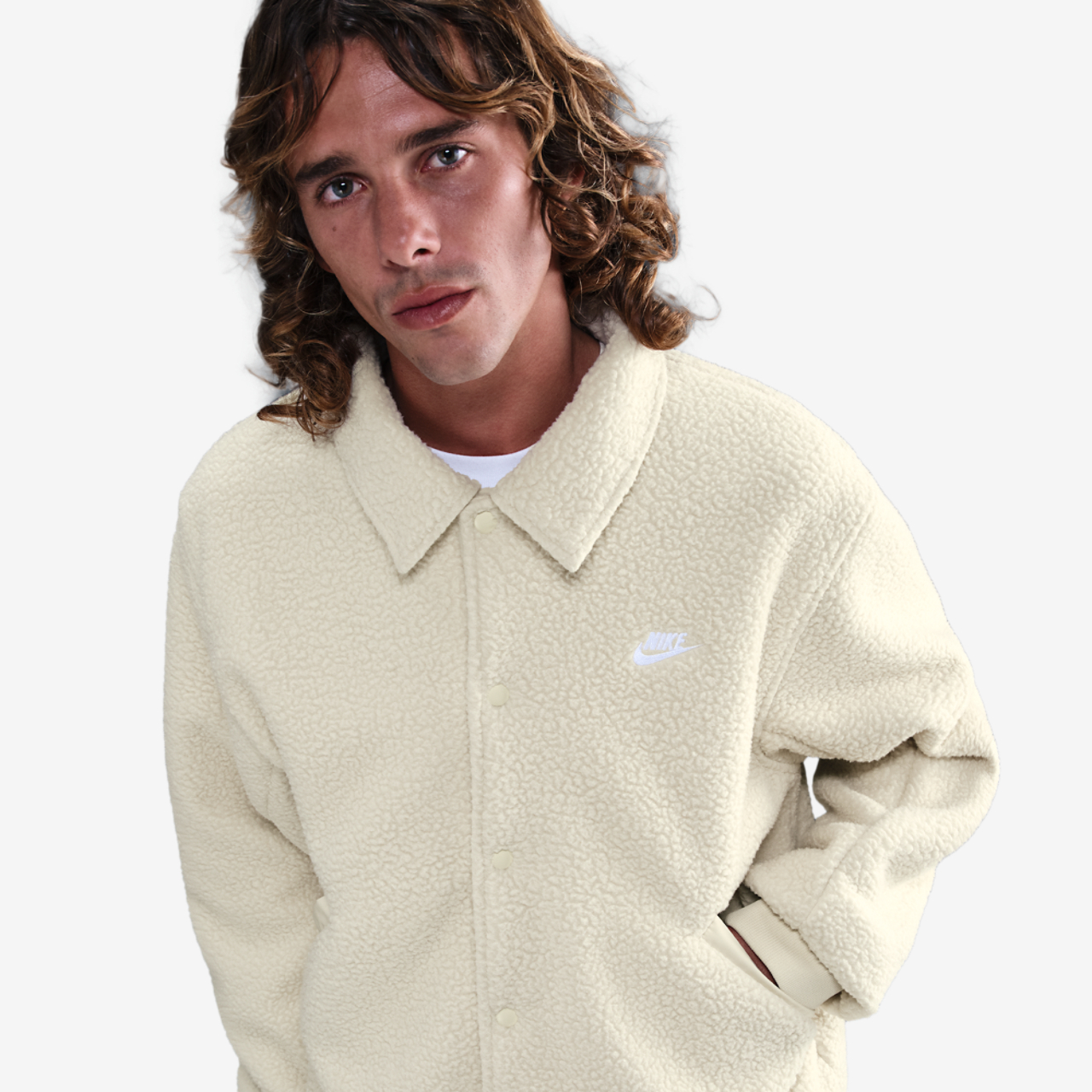 Nike Club Sherpa Coaches Jacket Image 1 of 4. Tap to open photo gallery.