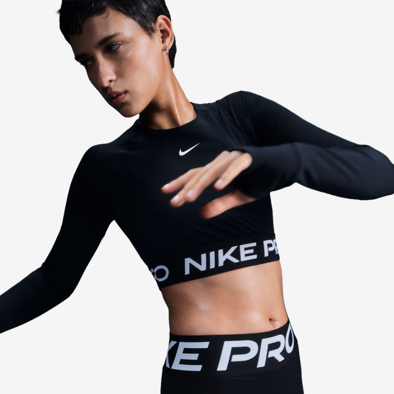 Nike Pro Dri-FIT 365 Crop Long Sleeve Image 3 of 8. Tap to open photo gallery.