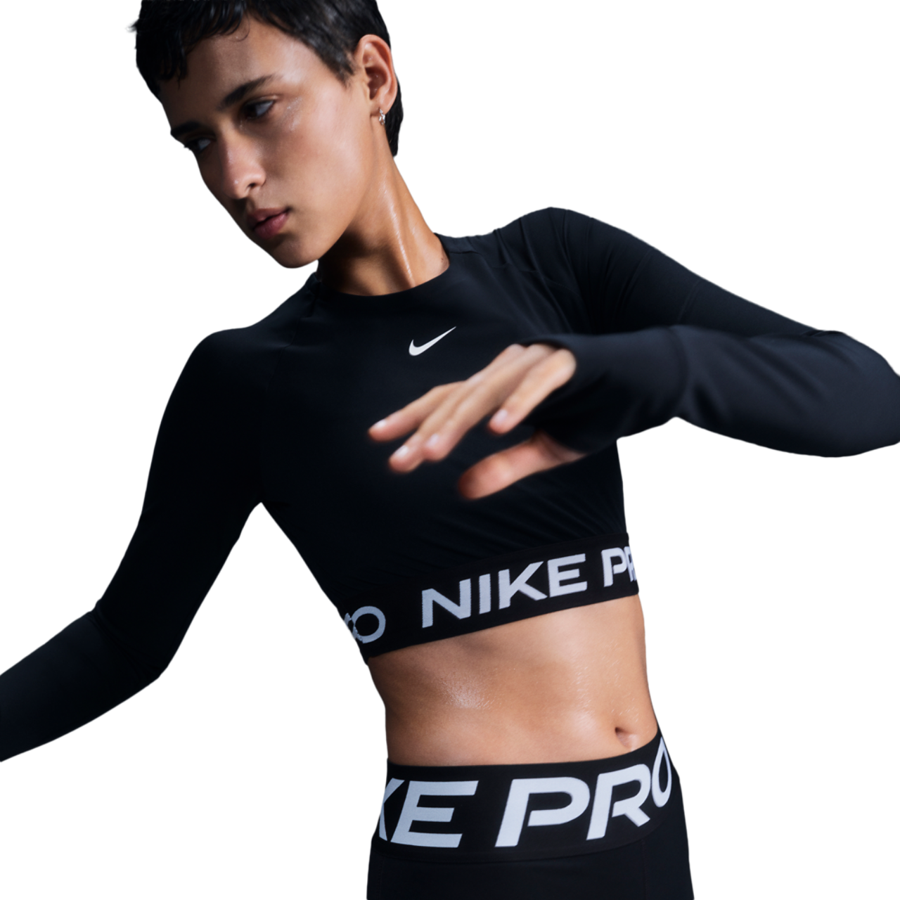 Nike Pro Dri-FIT 365 Crop Long Sleeve Image 3 of 8. Tap to open photo gallery.