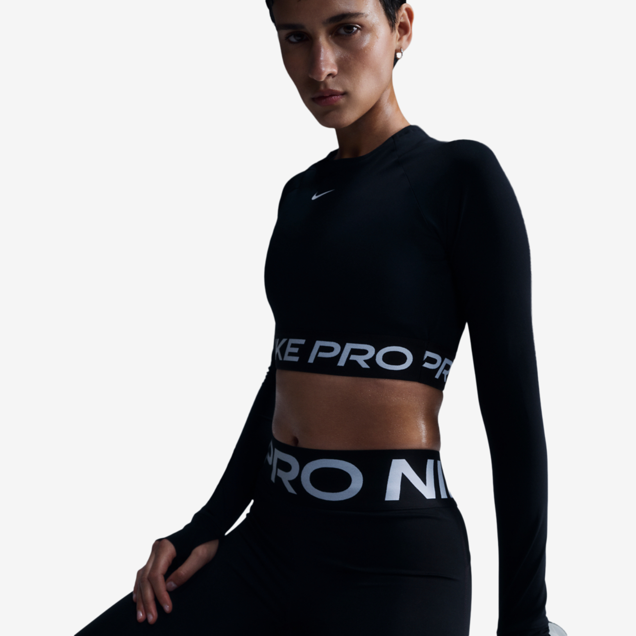 Nike Pro Dri-FIT 365 Crop Long Sleeve Image 4 of 8. Tap to open photo gallery.