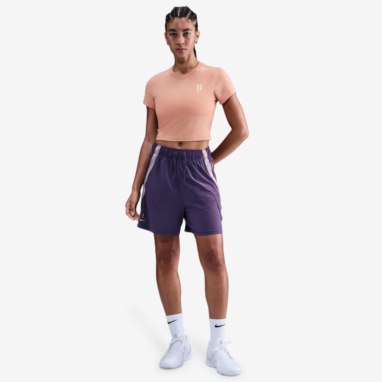 Nike Sabrina Short Sleeve Crop T-Shirt Image 3 of 3. Tap to open photo gallery.