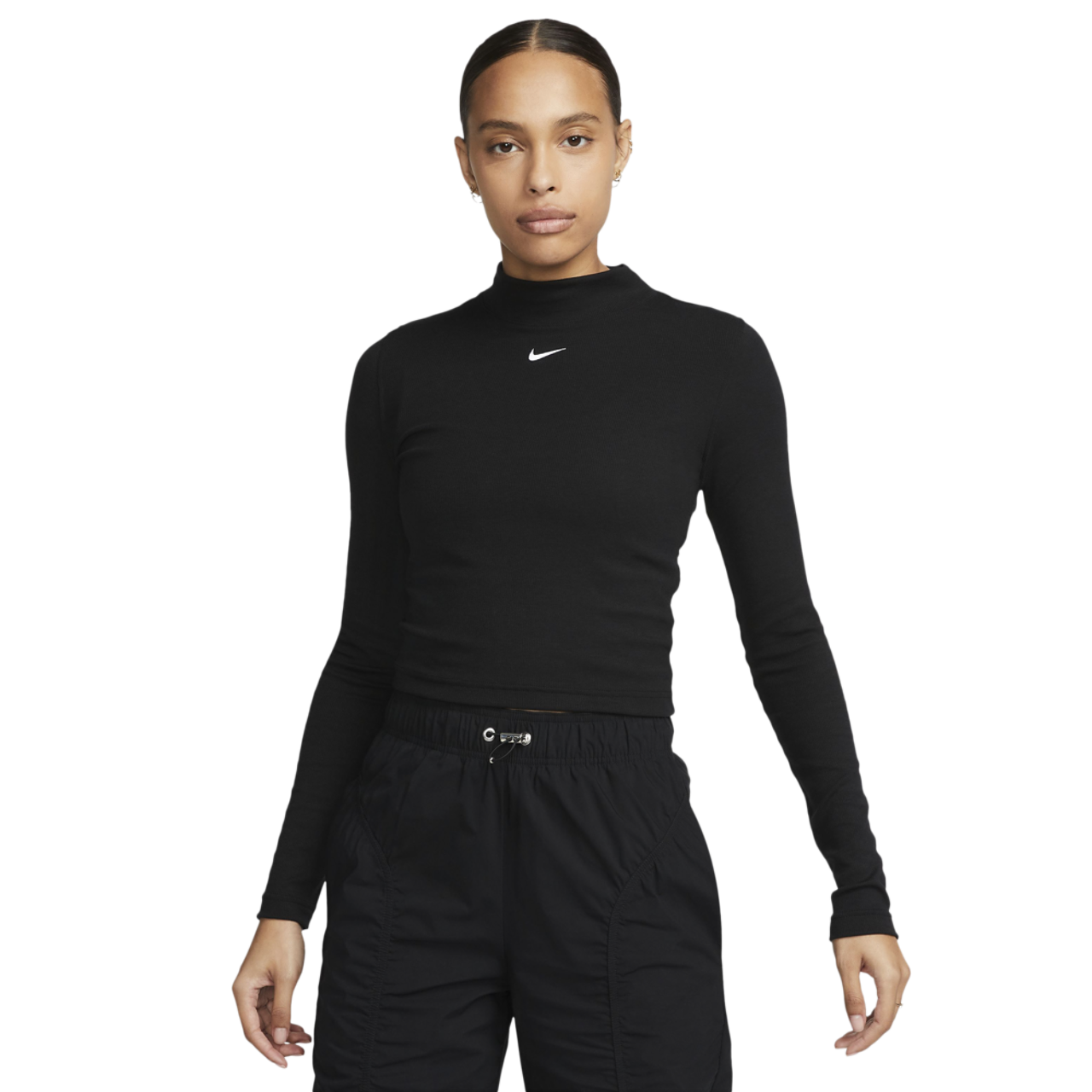 Nike NSW Essential Rib Mock Long Sleeve Top Image 1 of 3. Tap to open photo gallery.