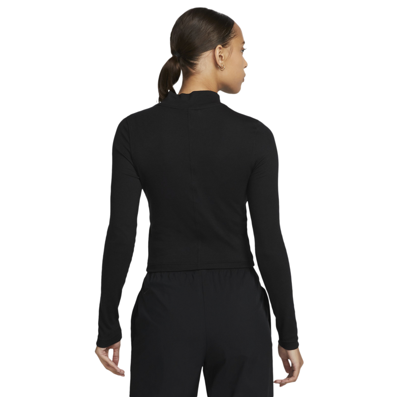 Nike NSW Essential Rib Mock Long Sleeve Top Image 2 of 3. Tap to open photo gallery.