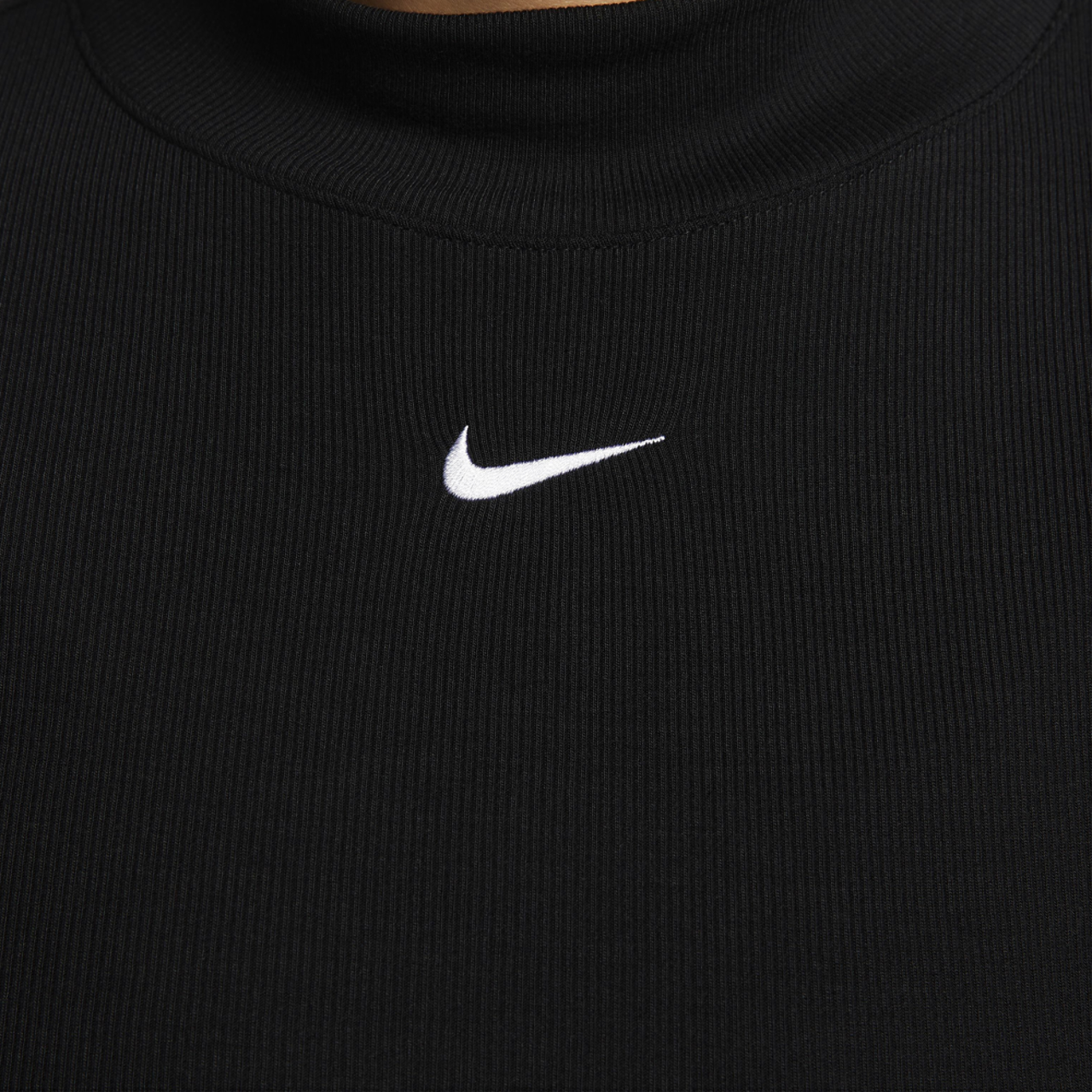 Nike NSW Essential Rib Mock Long Sleeve Top Image 3 of 3. Tap to open photo gallery.