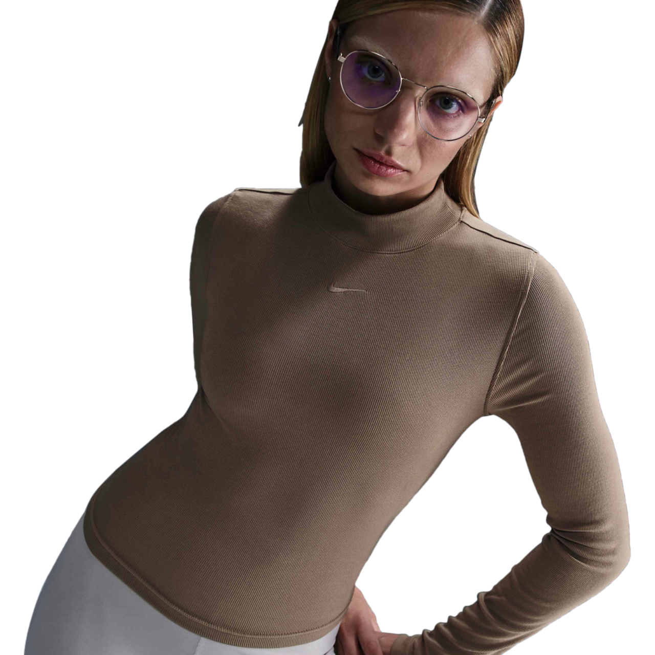 Nike NSW Essential Rib Mock Long Sleeve Top Image 1 of 5. Tap to open photo gallery.