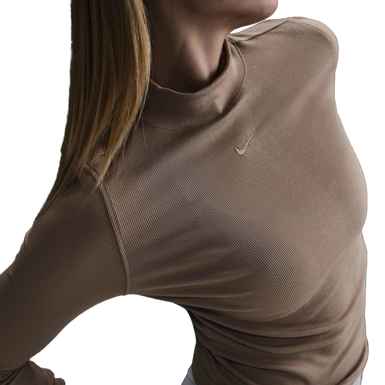 Nike NSW Essential Rib Mock Long Sleeve Top Image 3 of 5. Tap to open photo gallery.