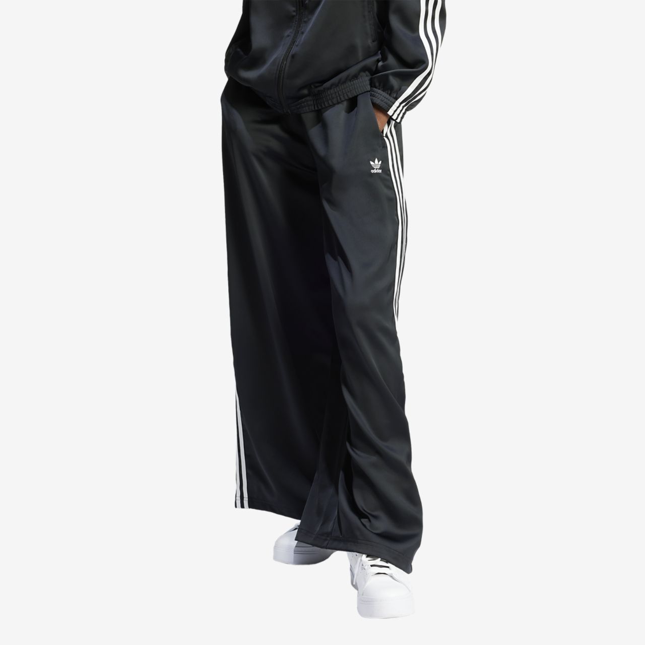 adidas Originals Satin Wide Leg Track Pants Image 1 of 5. Tap to open photo gallery.