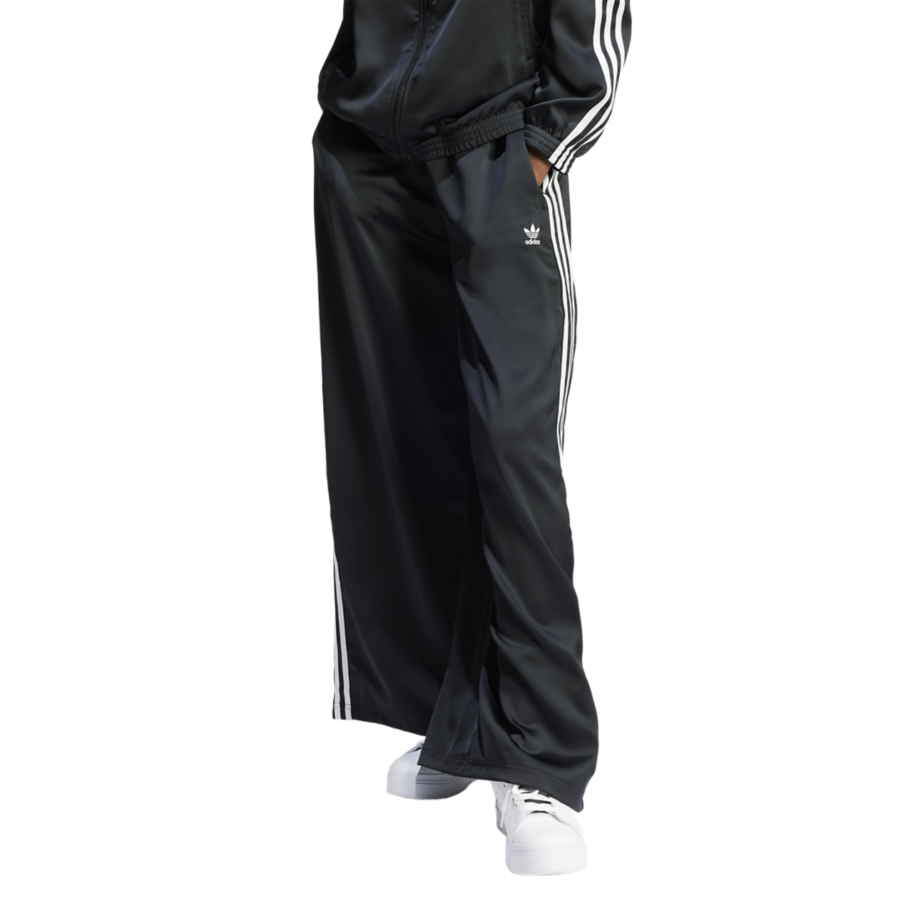 adidas Originals Satin Wide Leg Track Pants Image 1 of 5. Tap to open photo gallery.