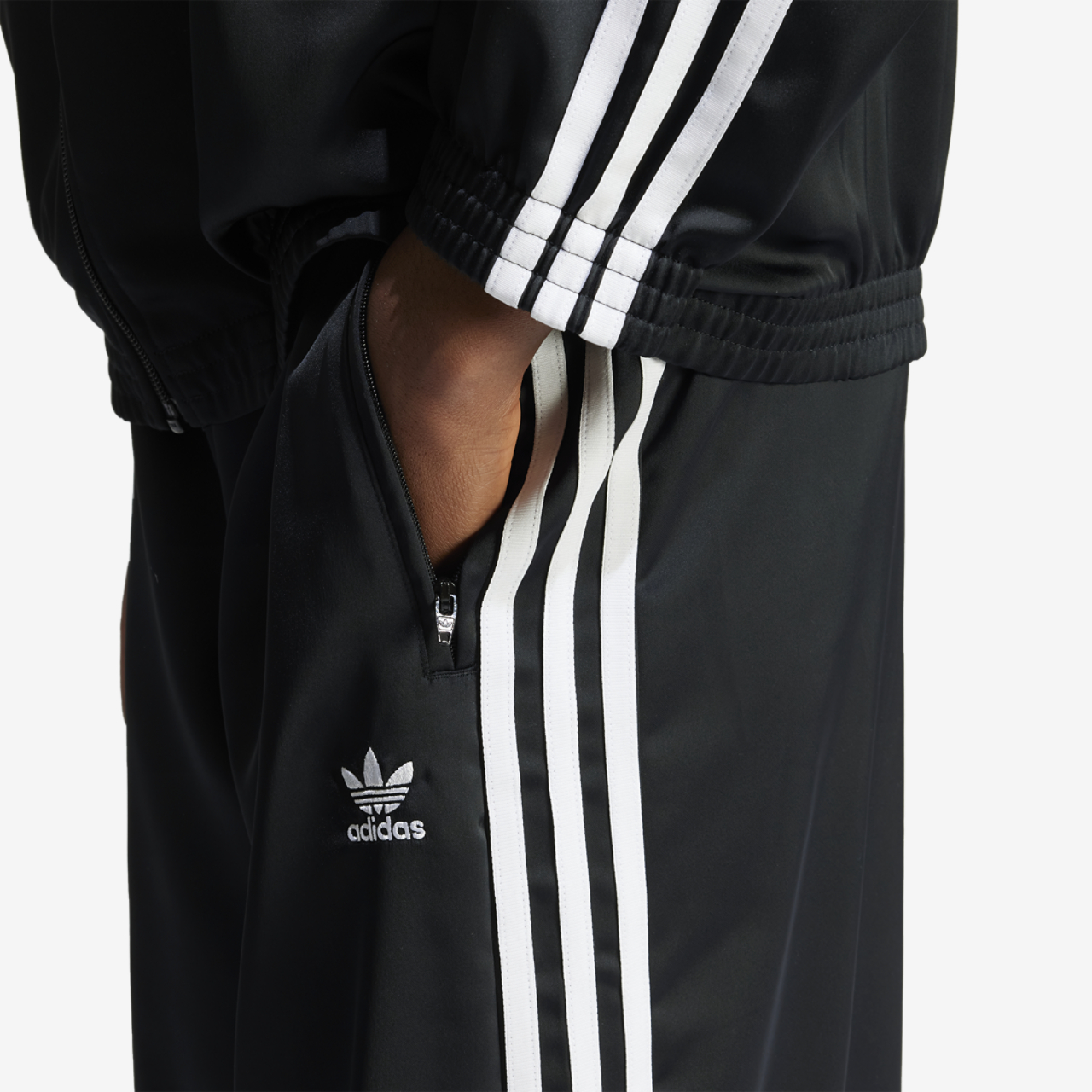 adidas Originals Satin Wide Leg Track Pants Image 3 of 5. Tap to open photo gallery.