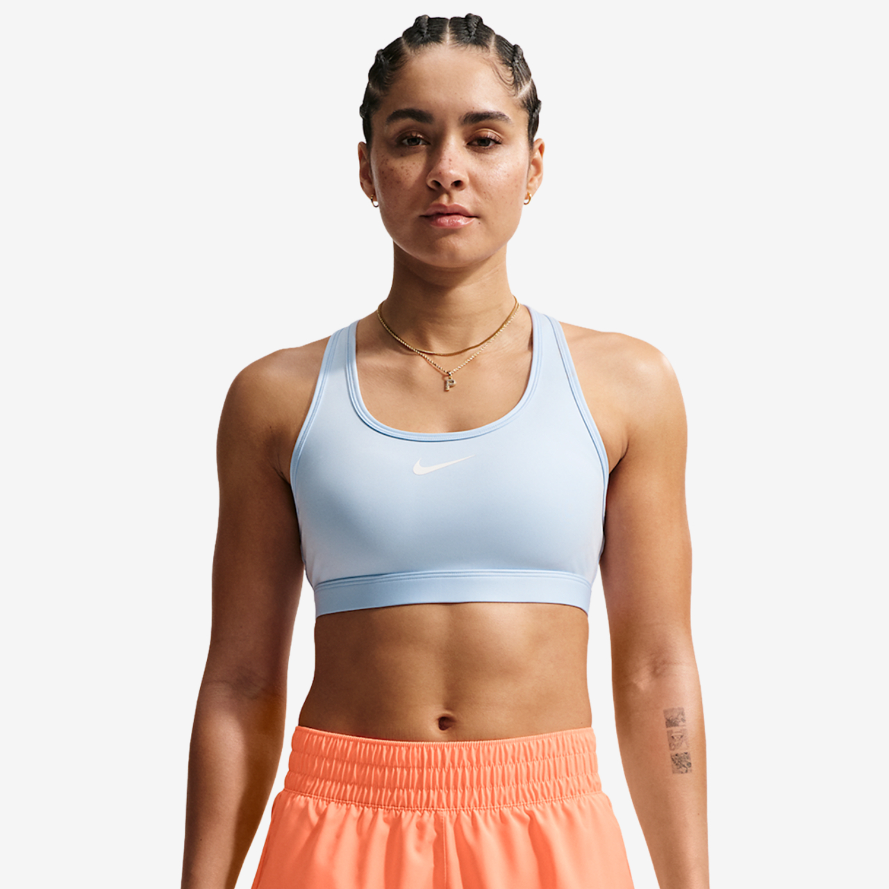Nike Dri-FIT Swoosh Medium Support Bra Image 1 of 7. Tap to open photo gallery.