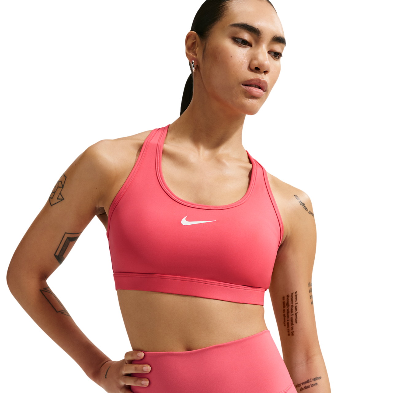 Nike Dri-FIT Swoosh Medium Support Bra Image 1 of 5. Tap to open photo gallery.