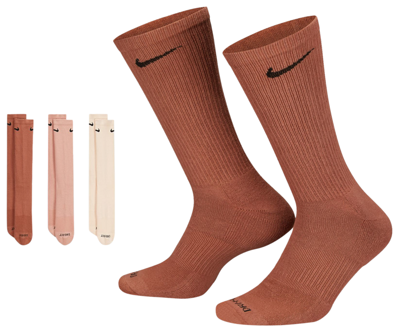 Nike 3 Pack Dri-FIT Plus Crew Socks Image 1 of 4. Tap to open photo gallery.