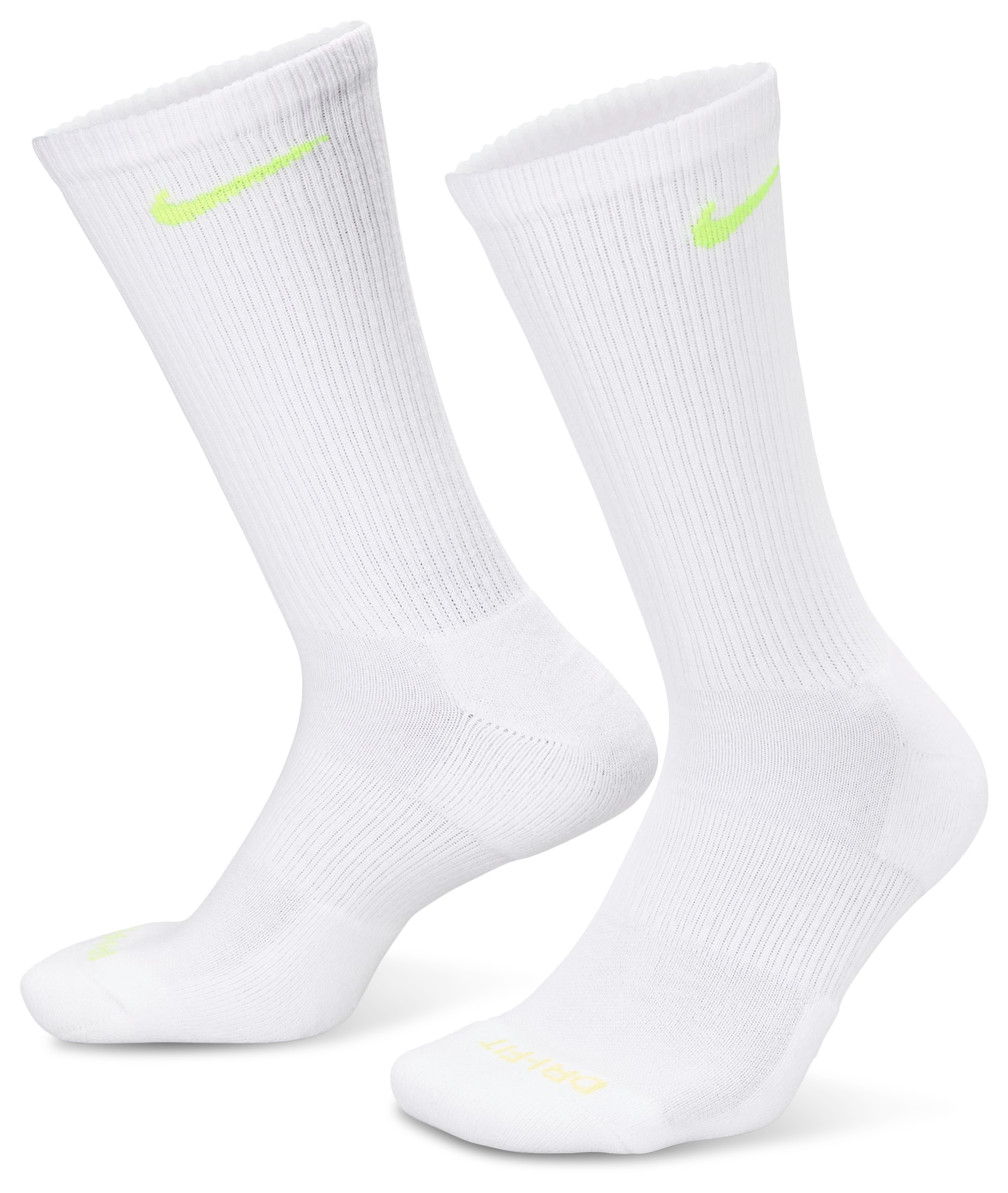 Nike 3 Pack Dri-FIT Plus Crew Socks - Volt/White - Image 1
