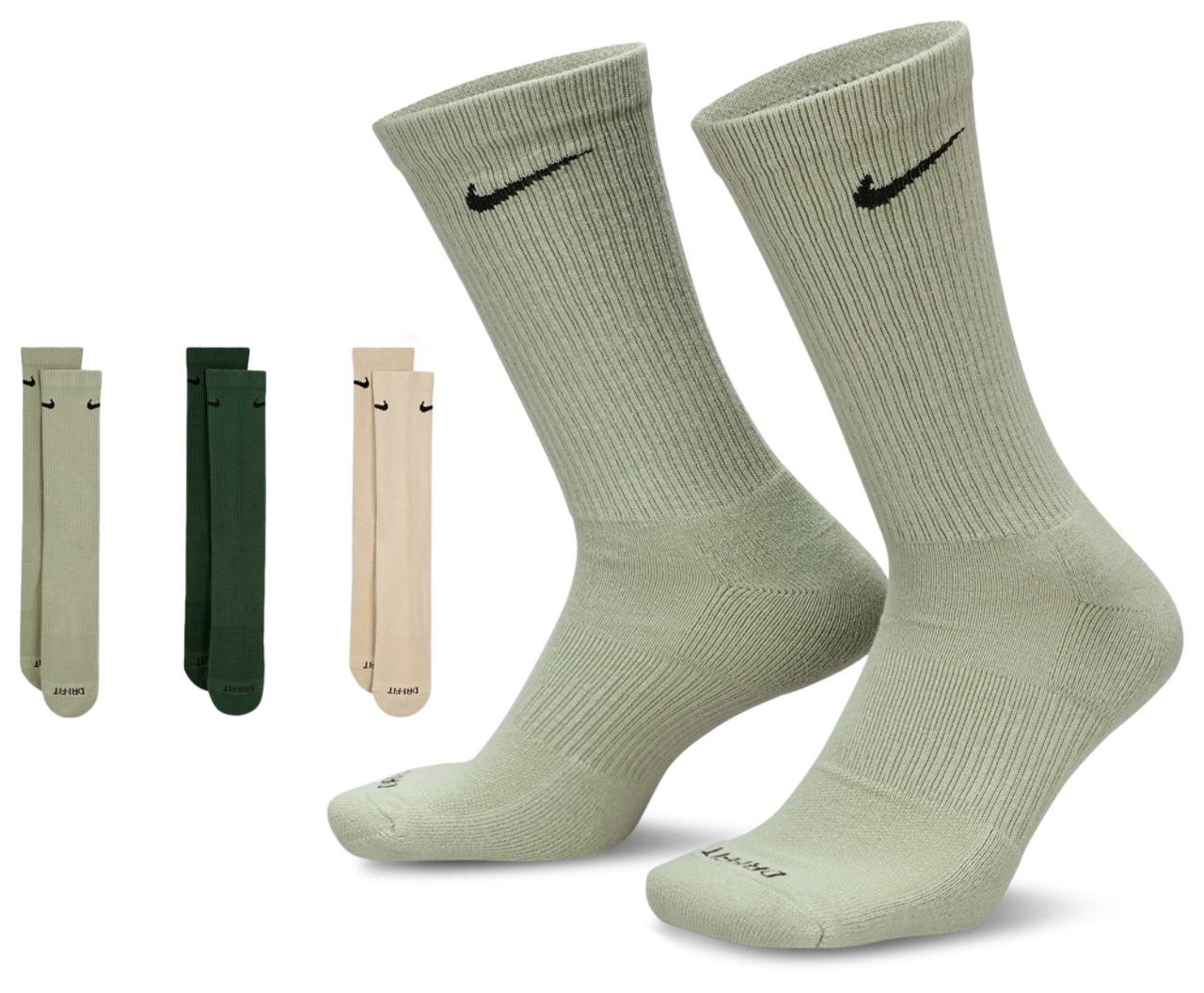 Nike 3 Pack Dri-FIT Plus Crew Socks Image 1 of 1. Tap to open photo gallery.