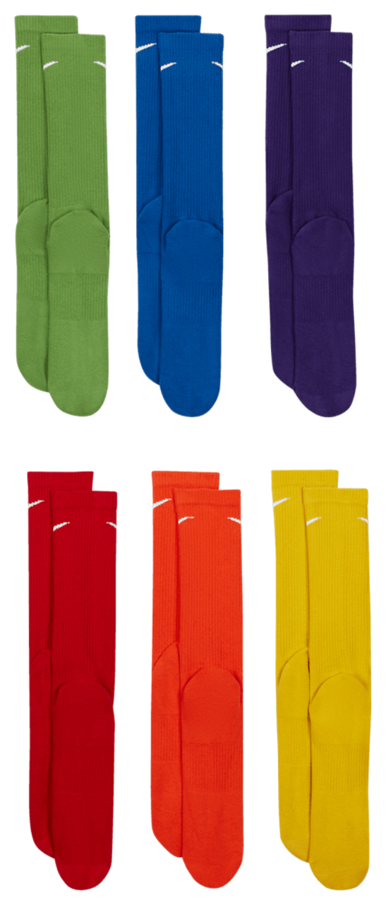 Nike 6 Pack Dri-FIT Plus Crew Socks Image 3 of 3. Tap to open photo gallery.