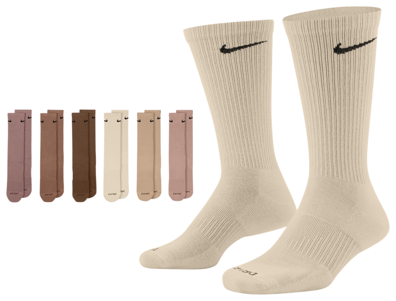 Nike 6 Pack Dri-FIT Plus Crew Socks Image 2 of 2. Tap to open photo gallery.