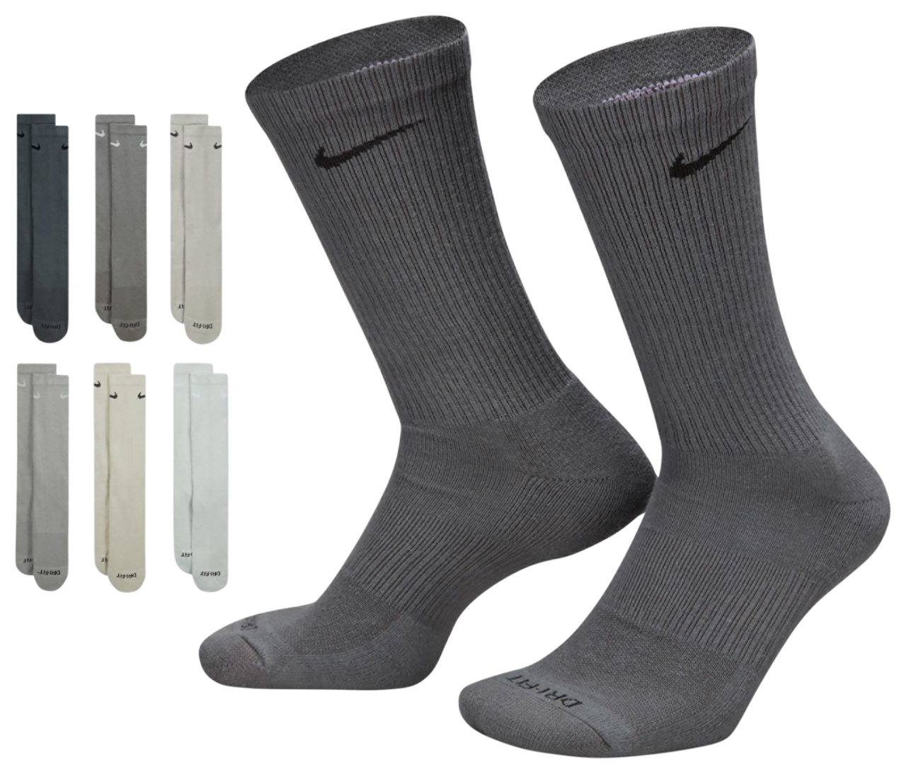 Nike 6 Pack Everyday Plus Cushioned Socks Image 1 of 2. Tap to open photo gallery.