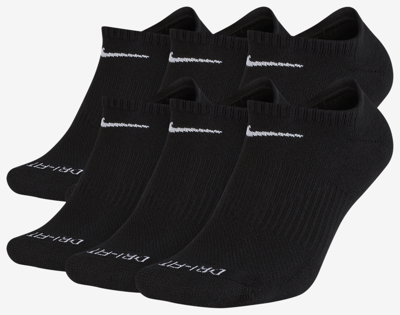 Nike 6 Pack Dri-FIT Plus No Show Socks Image 1 of 3. Tap to open photo gallery.