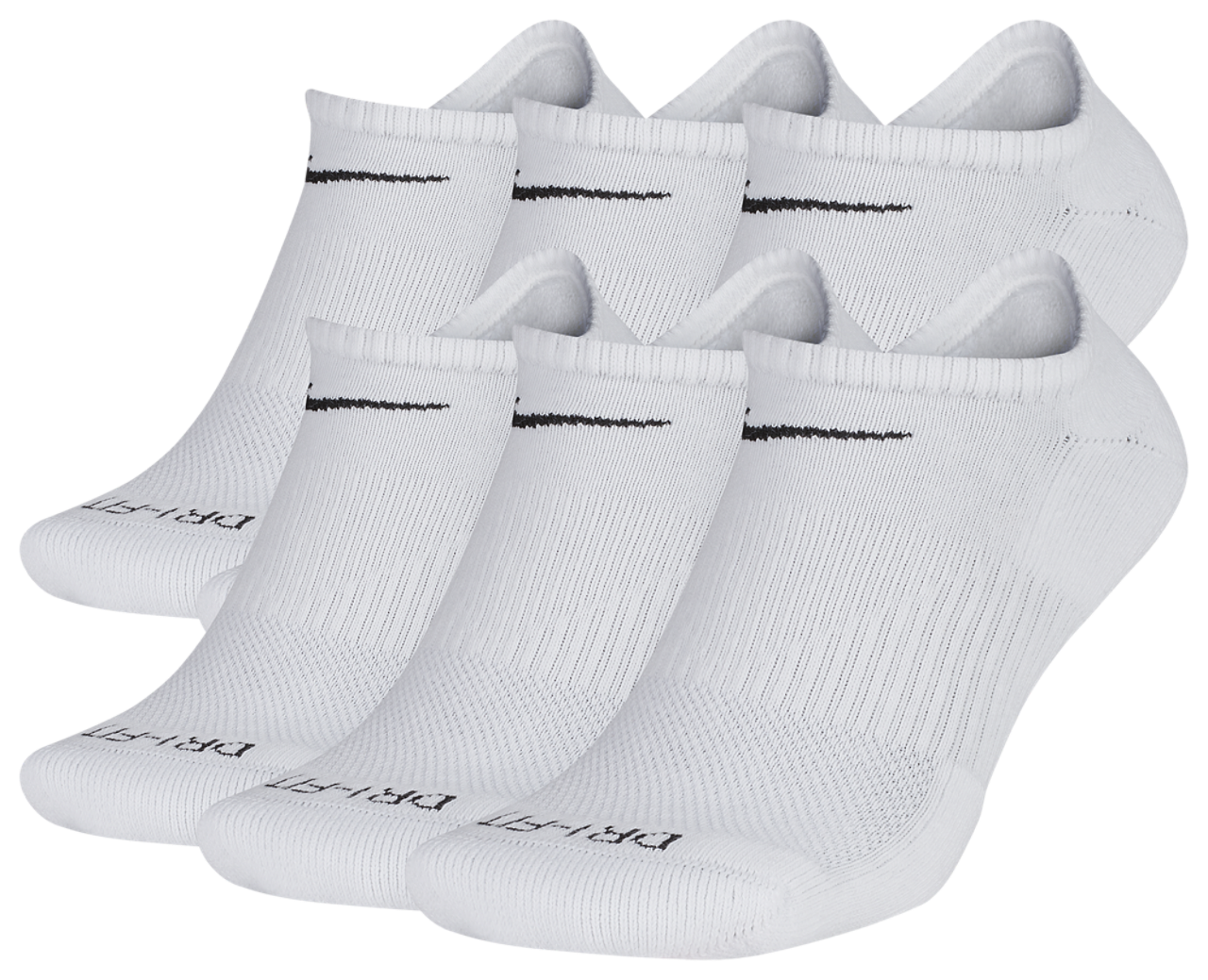 Nike 6 Pack Dri-FIT Plus No Show Socks Image 1 of 3. Tap to open photo gallery.