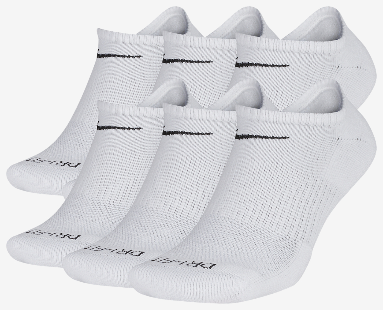 Nike 6 Pack Dri-FIT Plus No Show Socks Image 2 of 3. Tap to open photo gallery.